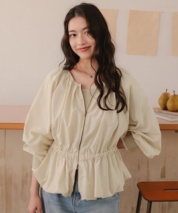 ペプラムギャザーボリュームブルゾン | titivate