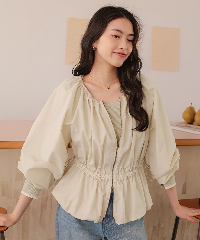 ペプラムギャザーボリュームブルゾン | titivate