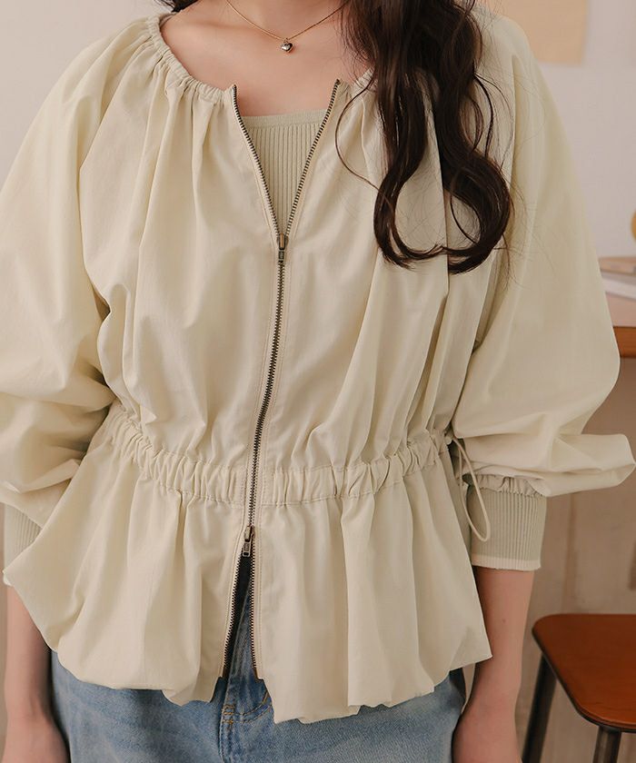 ペプラムギャザーボリュームブルゾン | titivate