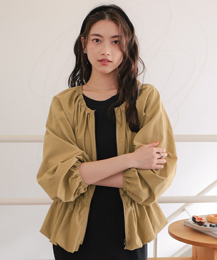 ペプラムギャザーボリュームブルゾン | titivate