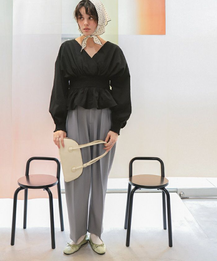 カシュクールペプラムショートトップス | titivate