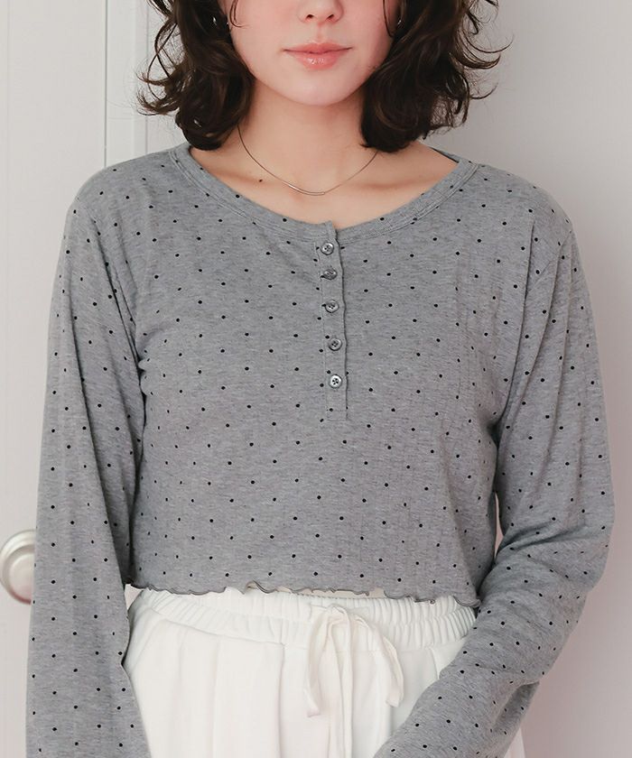 コンパクトヘンリーネックロングスリーブトップス | titivate