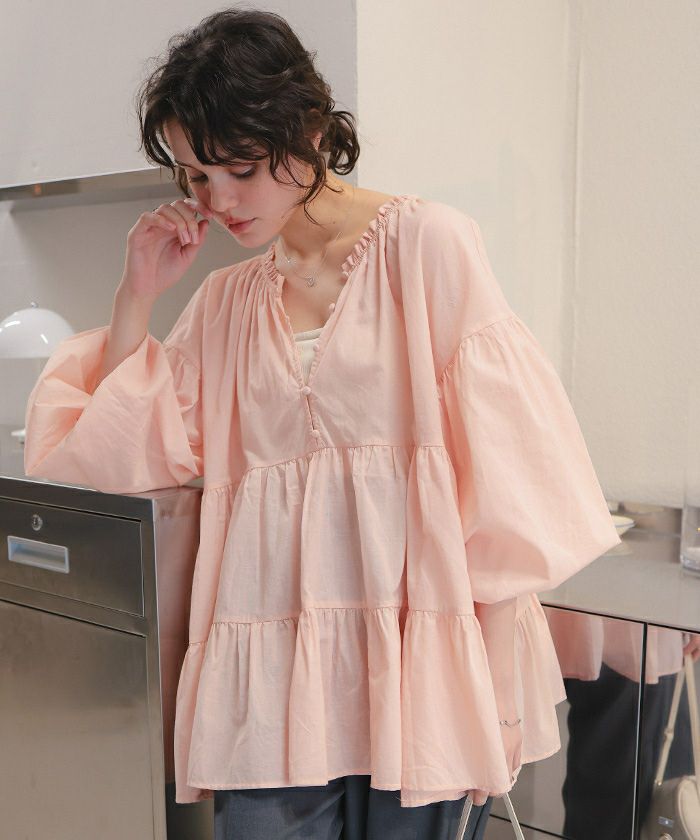 コットンボイルティアードチュニック/トップス | titivate