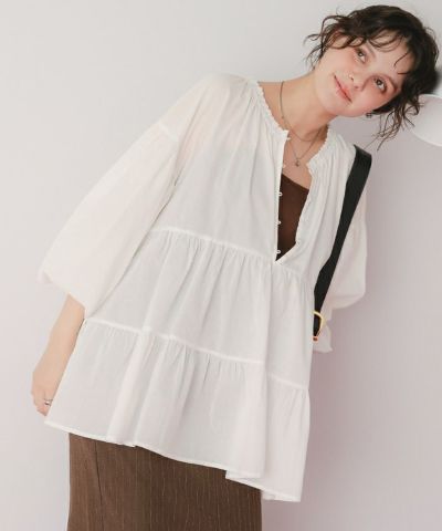 コットンボイルティアードチュニック/トップス | titivate