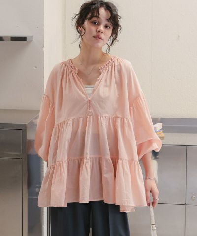 コットンボイルティアードチュニック/トップス | titivate