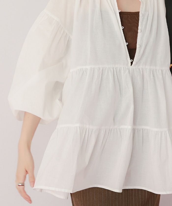 コットンボイルティアードチュニック/トップス | titivate