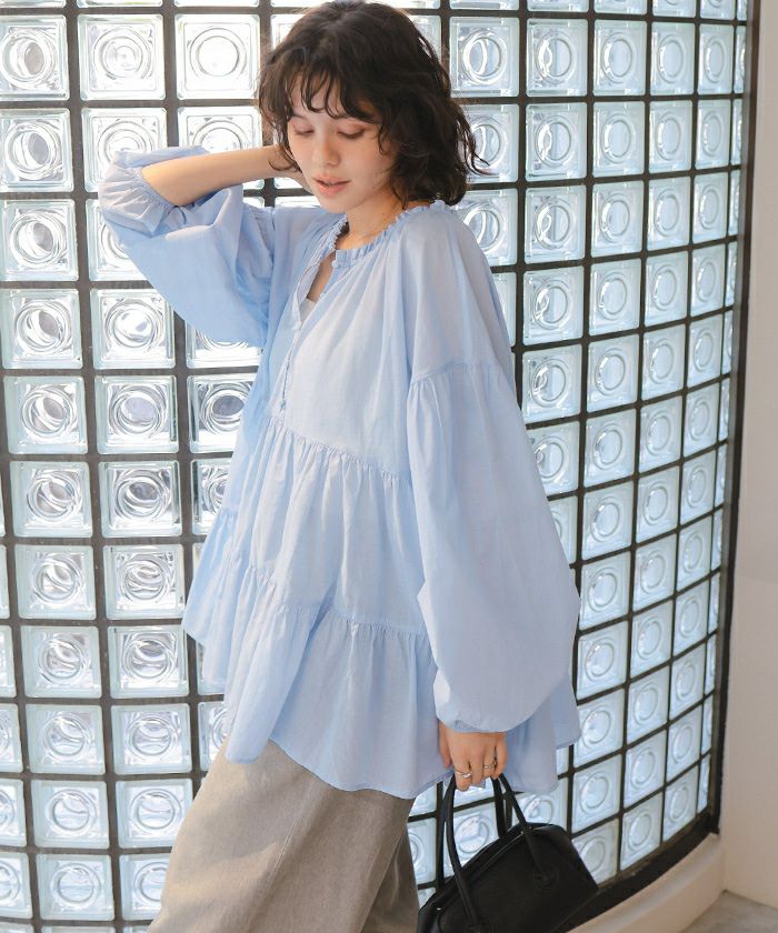 コットンボイルティアードチュニック/トップス | titivate