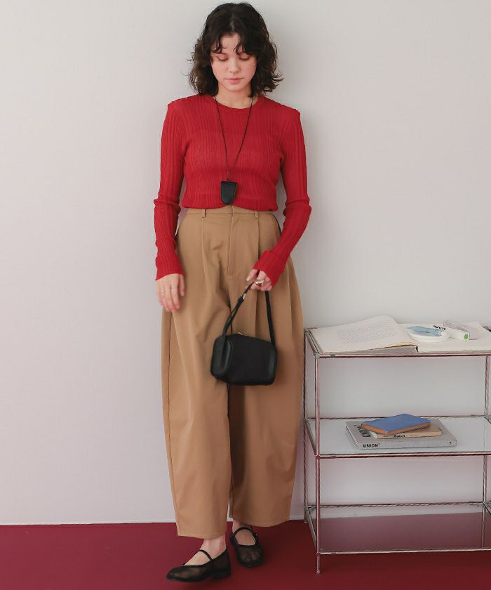 クルーネックランダムリブシアーニット | titivate