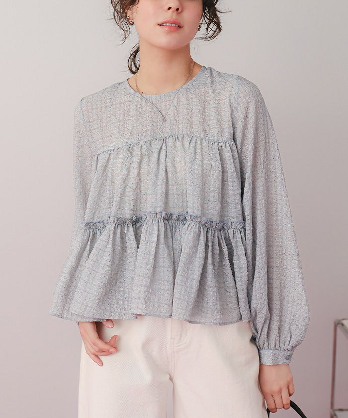 花柄ティアードギャザーブラウス | titivate