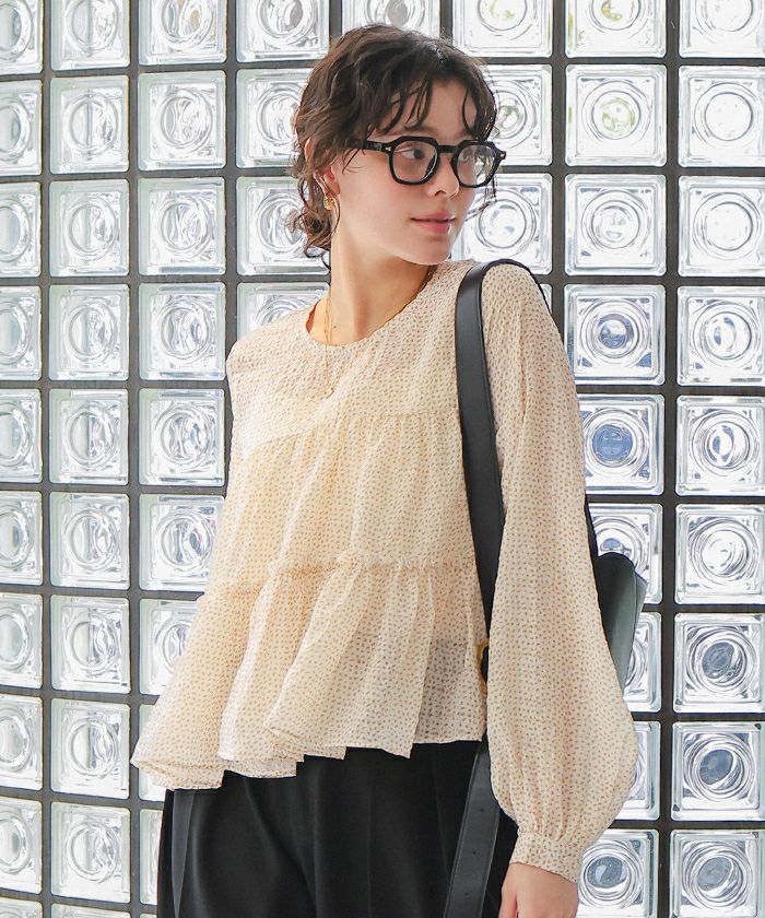 花柄ティアードギャザーブラウス | titivate