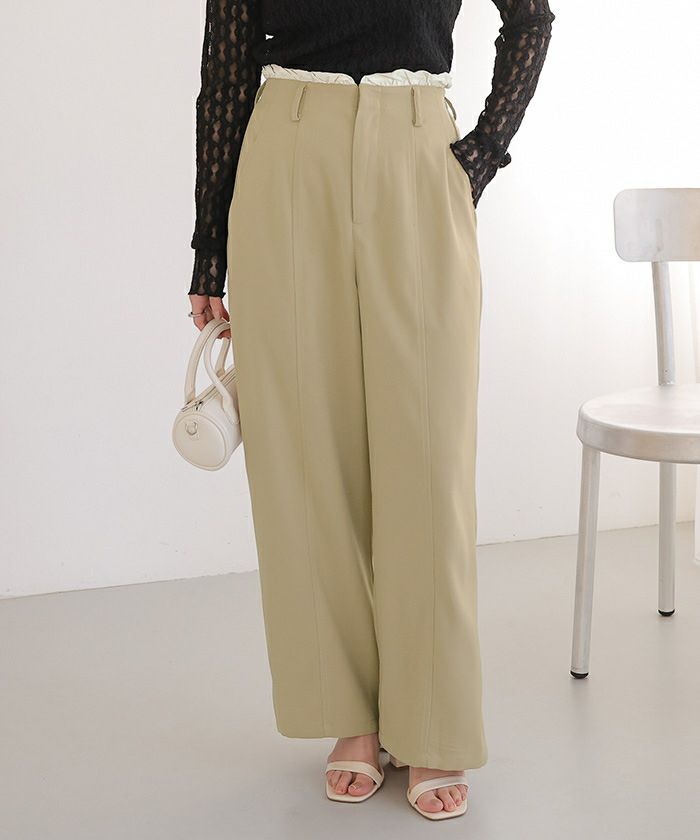 フリルハイウエストデザインパンツ | titivate