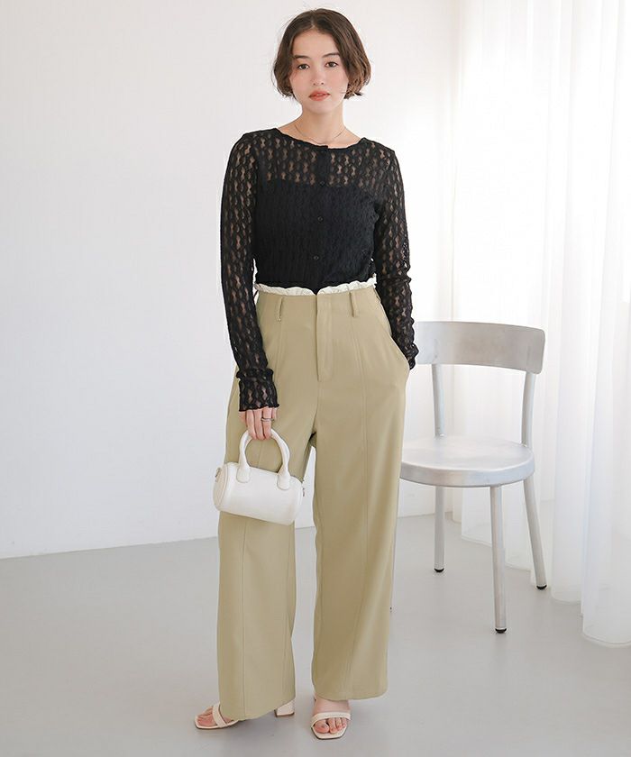 フリルハイウエストデザインパンツ | titivate