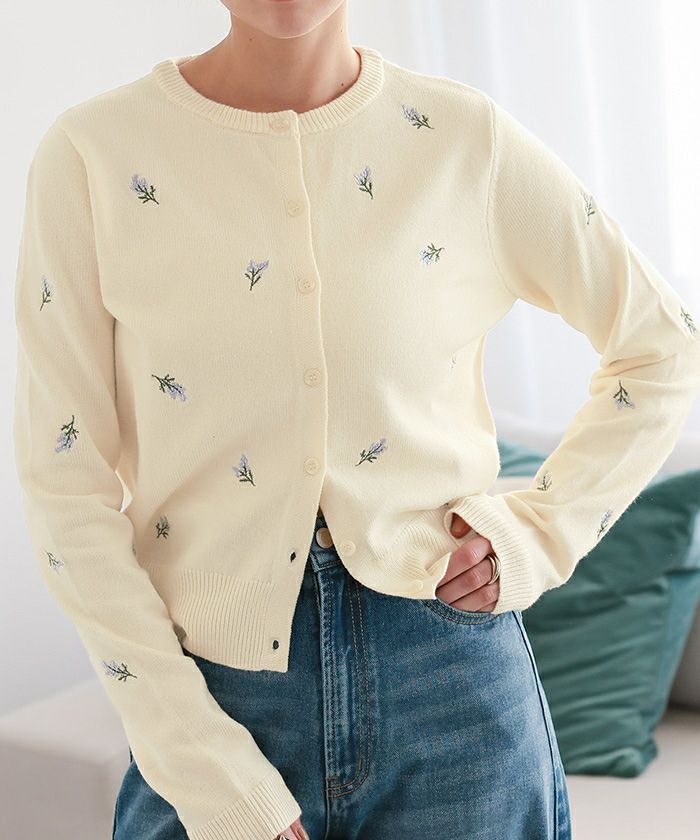 フラワー刺繍カーディガン | titivate