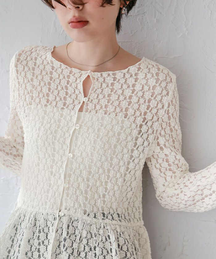 ペプラムシルエットレーストップス | titivate