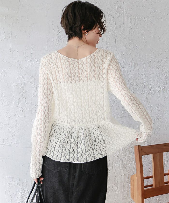 ペプラムシルエットレーストップス | titivate