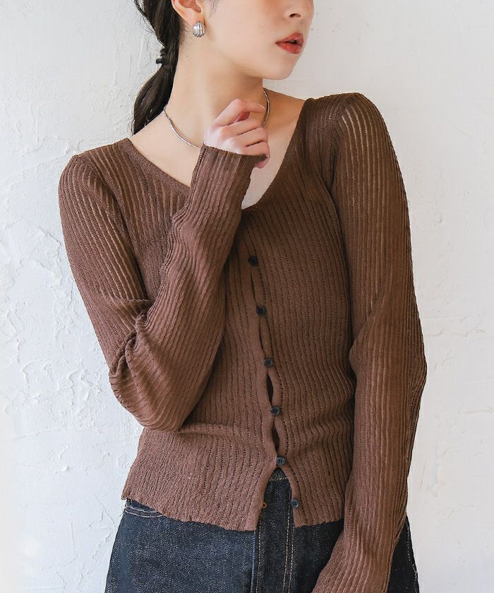 UVケア/ウォッシャブルシアーリブニットカーディガン | titivate