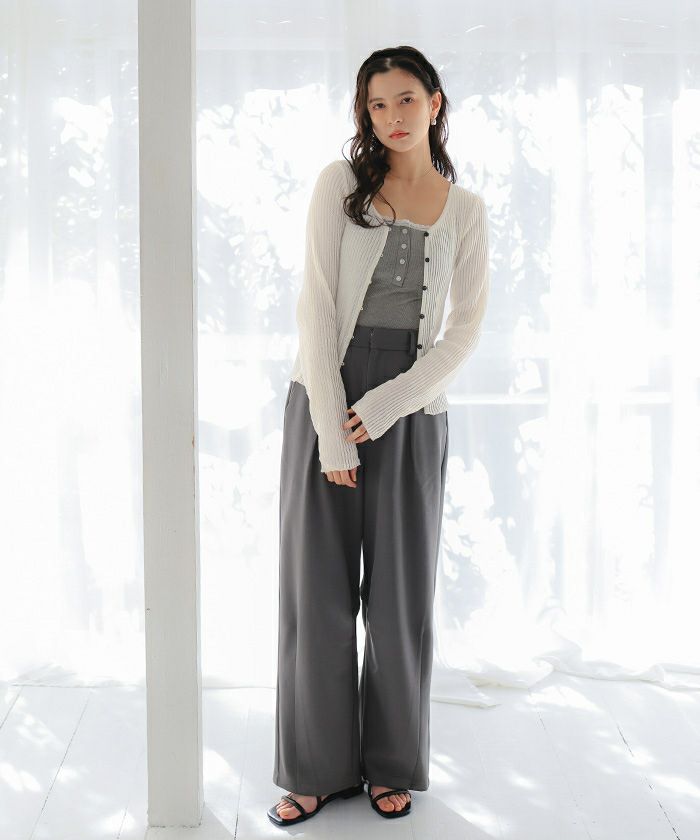 UVケア/ウォッシャブルシアーリブニットカーディガン | titivate