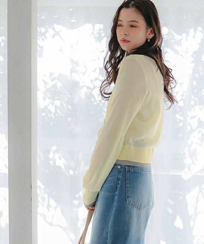 配色シアーニットカーディガン | titivate