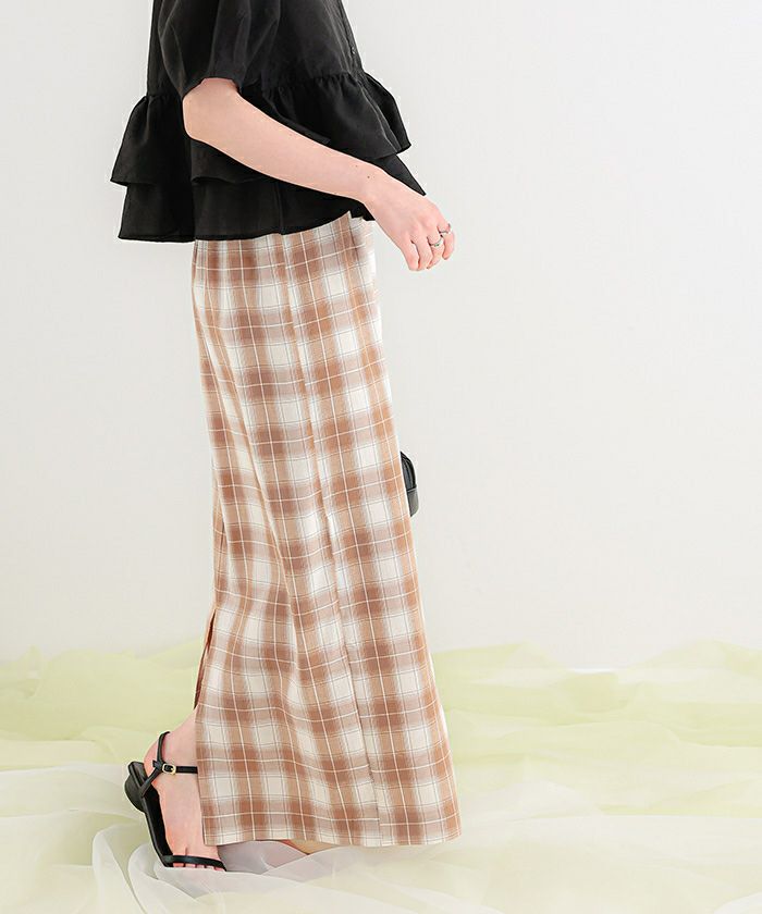 Iラインチェックスカート | titivate