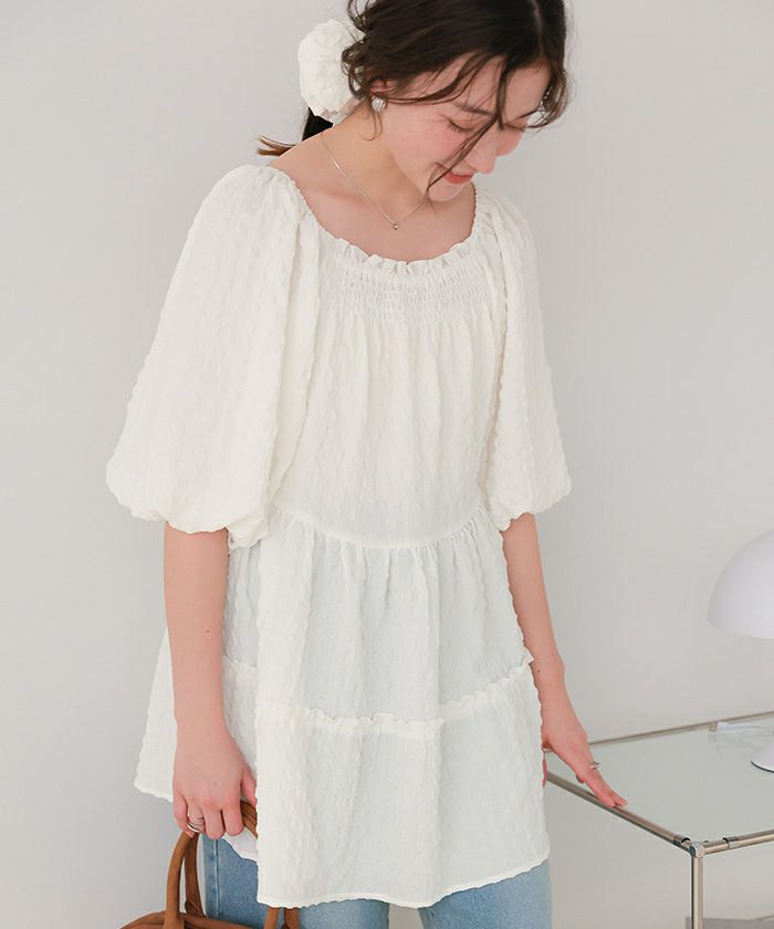 スクエアネックチュニックトップス/シュシュセット | titivate