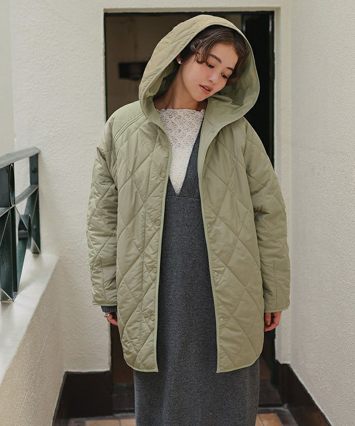 フーデットキルティングショートコート | titivate