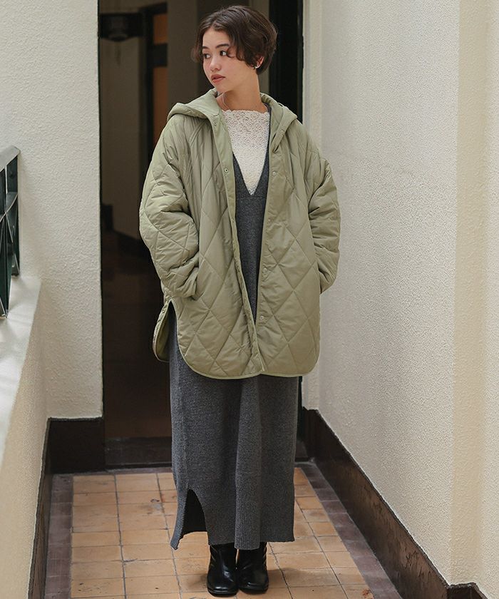 フーデットキルティングショートコート | titivate