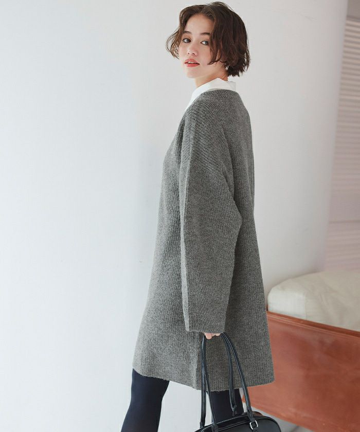 ビッグシルエットミニ丈ニットワンピース | titivate